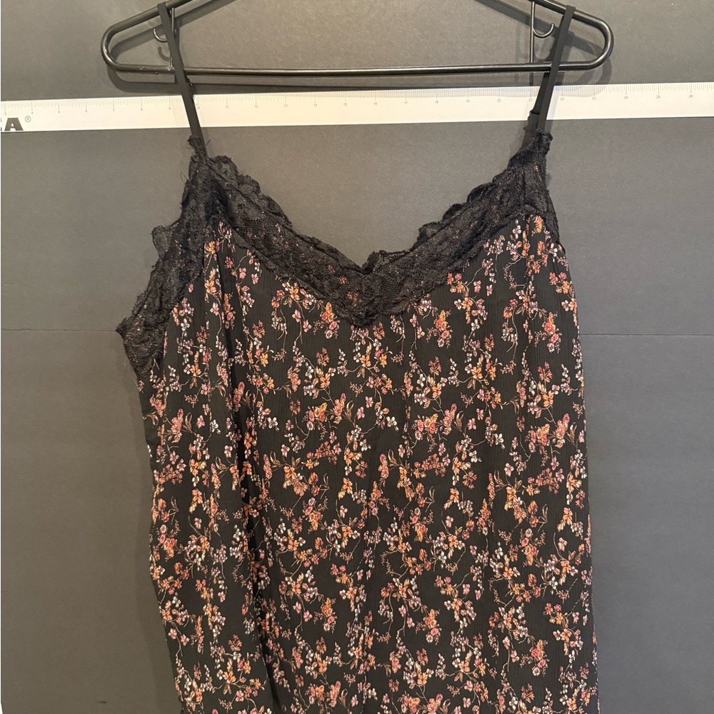 Everleigh Black Floral Camisole with Lace Trim